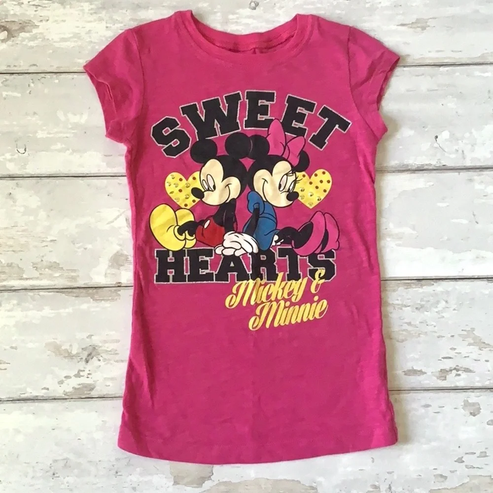 Disney Girls 6/6x Mickey Minnie Mouse Shirt Girls 6 / 6x Pink Black